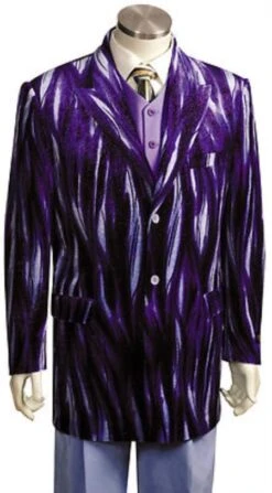 Velour Men's Blazer Jacket Men's Entertainer Purple Velvet Cool Sparkly Zebra Print Suit