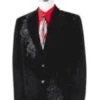 Men's Black Velvet Rhinestone Entertainer Suit Velour Men's Blazer Jacket