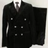 Men's Alberto Nardoni Black Velvet ~ Velour Men's Blazer Jacket Double Breasted Suit - Slim Fitted