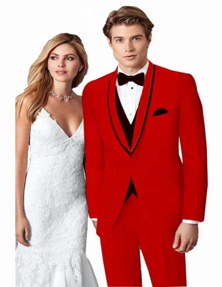 Holiday Suit - Christmas Suit - Christmas Blazer Prom ~ Wedding Tuxedo Suits Wtih Trim Shawl Collar Vested Suit Red/Black Trim 1 Holiday Suit - Christmas Suit - Christmas Blazer Prom ~ Wedding Tuxedo Suits Wtih Trim Shawl Collar Vested Suit Red/Black Trim
