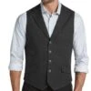 Five Button Flap Pocket Men's Charcoal Slim Fit Suit Separates Vest