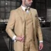 Mens One Button Notch Lapel Wide Leg Suit Camel