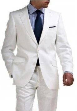 Mens Big And Tall Linen Suit -White Suit