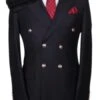 Slim Fitted Cut Mens Black Double Breasted Blazers - Double Breasted Sport Coat