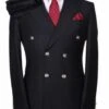 Slim Fitted Cut Mens Double Breasted Blazer - Black Double Breasted Sport Coat