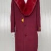 Mens Overcoat -Mens Long Wool Topcoats- Topcoat For Men-Mens Full Length And Cashmere Overcoat - Winter Topcoats - Burgundy Coat