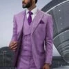 Men 3 Piece Suit Lavender