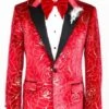 Holiday Suit - Christmas Suit - Christmas Blazer Prom Tuxedo Suits - Wedding Suits - Red Tuxedo Jacket + Pants