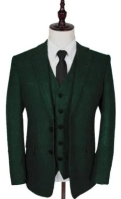 1930s Fashion Tweed ~ Herringbone Pattern- Mens 1930 Suit -1930s Tuxedo - Green Suit