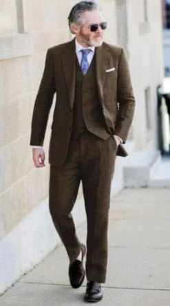 Mens Big And Tall Linen Suit -Brown Suit