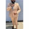 Double Breasted Pinstripe Suit - Mens "Bronze - Tan Pinstripe - Camel" Double Breasted Pinstripe Suit - Flat Front Pants