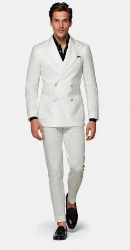 White Linen Suit - Double Breasted Summer Suits 1 White Linen Suit - Double Breasted Summer Suits