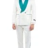 White And Emerald Green Tuxedo Suit - Prom Suit - Prom Wedding Suit