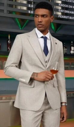 Mens Big And Tall Linen Suit -Tan Suit