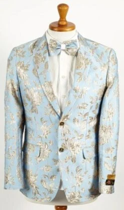 Mens Big And Tall Tuxedo -Sky Blue Silver Tuxedo