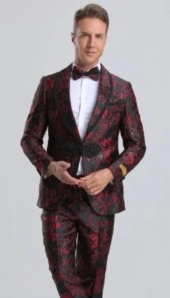 Mens Big And Tall Tuxedo -Black Red Tuxedo