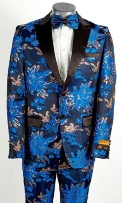 Mens Big And Tall Tuxedo -Royal Blue And Gold Tuxedo