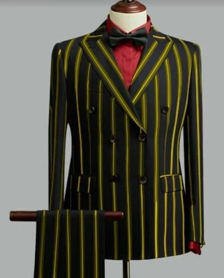 Black And Gold Pinstripe Double BreastedZoot Suit 1 Black And Gold Pinstripe Double BreastedZoot Suit