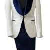 White And Navy Blue Lapel Tuxedo - Prom Tuxedo - Wedding Tuxedo