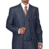 "Blue Zoot Suit: Men's Long Vested Denim Jeans Fashion"