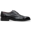 Marco Di Milano John Black Shoes Exotic Caiman Crocodile / Woven Leather Dress Oxfords