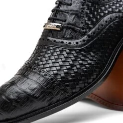 Marco Di Milano John Black Shoes Exotic Caiman Crocodile / Woven Leather Dress Oxfords 7 Marco Di Milano John Black Shoes Exotic Caiman Crocodile / Woven Leather Dress Oxfords -Alberto Nardoni Shop jhon caiman calf oxford black web 3