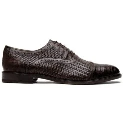Marco Di Milano John Brown Shoes Exotic Caiman Crocodile / Woven Leather Dress Oxfords
