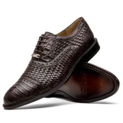 Marco Di Milano John Brown Shoes Exotic Caiman Crocodile / Woven Leather Dress Oxfords -Alberto Nardoni Shop jhon caiman calf oxford brown web 2
