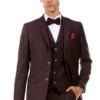 "Burgundy Vintage Tweed Wedding Suit For Men - Two Button Vested Style"