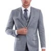 "Sharkskin Wedding & Business Suit - Men's Two Button Hybrid Fit Vested In Stone Grey"