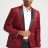 Mens Stacy Adams Suit - Stacy Adams Men's Red Velvet Paisley Tuxedo Jacket For Prom & Wedding