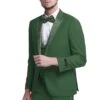 "Men's Hunter Green Prom 2025 & Wedding Tuxedo - One Button Vested With Floral Peak Lapel"