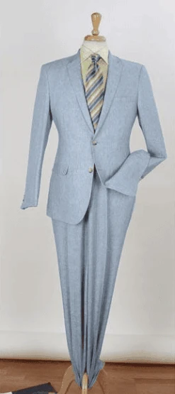 Light Blue Linen Suit - Two Buttons Suit