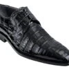 Los Altos Men's Black Crocodile Shoes Italian Toe