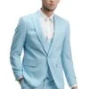 "Light Blue Men's Slim Fit Wedding Suit - One Button Peak Lapel Vest"