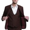"Men's Slim Fit Wedding Suit - Double Breasted Brown Vest With Peak Lapel"