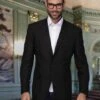 Men's Black Two Button Cool Linen Fabric Jacket Sport Coat - Mens Linen Suit