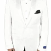Men's Super 150'S Viscose Blend 1 Button White Tuxedo Floral Pattern Dinner Jacket