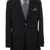 Mens 2 Button 100% Linen Suit With Elbow Patches In Black
