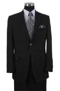 Mens 2 Button 100% Linen Suit With Elbow Patches In Black