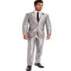 Mens 2 Piece Silver Sharkskin Italian Styled Suit