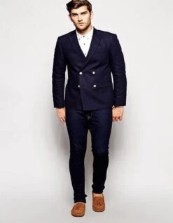 Mens Black Double Breasted Blazer Men's Four Button Solid Black Men's Double Breasted Suits Jacket Wool Blazer