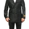 Mens Black Double Breasted Men's Fancy Paisley Floral Black Men's Double Breasted Suits Jacket Blazer Sport Coat Jacket