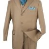 Mens Classic 3 Button Vested Dress Suit In Beige