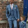 Mens Light Blue Tweed Suit - Groom Tweed Wedding Suit