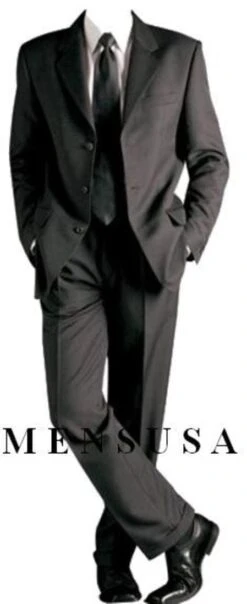 Mens Matching Suit With Shirt And Tie Combination Combo Deal - 2 Button Style Jacket + White Shirt + Black Tie Suit