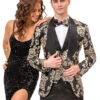 Mens Prom Tuxedo Suit Black & Gold Prom Suit