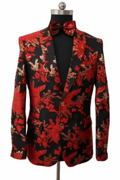 Mens Red/Black Prom Suit