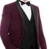 Mens Slim Fit Double Breasted 3 Piece Unique Tuxedo Purple/Black Tazio MT252S-03