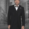 Mens Suits Regular Fit - Wool Suit - Pleated Black Suit$199
